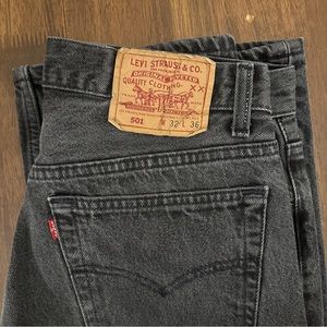 Vintage Levi’s 501 Jeans, 30x35, Made in USA, Washed Black